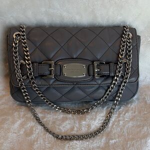 Michael Kors Gray Quilted Leather Hamilton Satchel Shoulder Bag